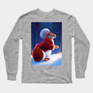 THOUGHTFUL FATHER CHRISTMAS SQUIRREL IN THE SNOW Long Sleeve T-Shirt